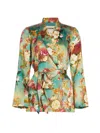 L AGENCE WOMEN'S EVERLY FLORAL SILK WRAP BLAZER