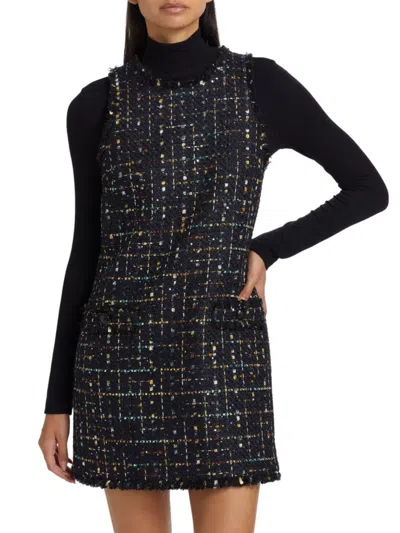 L Agence Women's Florian Sequin Tweed Sleeveless Minidress In Black