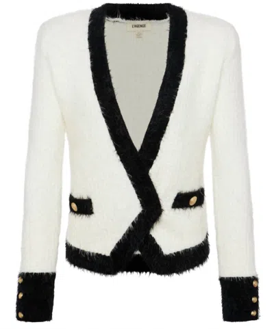 L Agence Women's Georgia Contrast Cardi Blazer In White/black