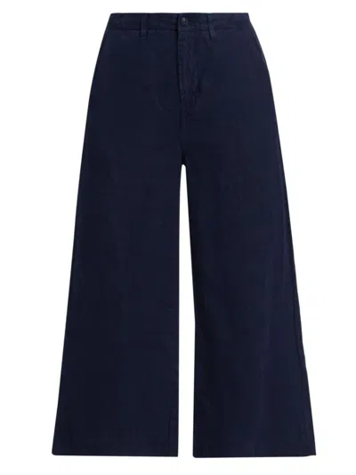 L Agence Women's Henderson Linen Crop Trousers In Navy