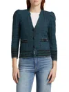 L Agence L'agence Jenni Puff Shoulder Waffle Stitch Cardigan In Blue