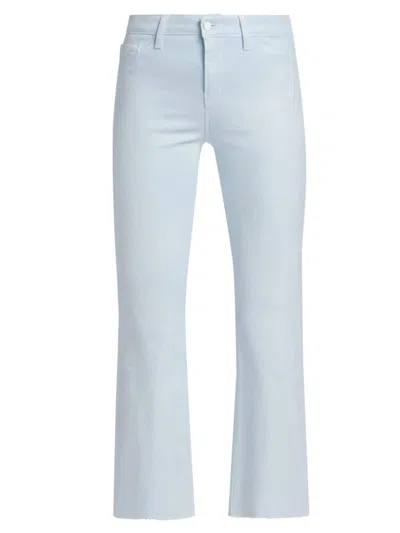 L Agence L'agence Kendra Mid Rise Crop Flare Jeans In Ice Water In Ice Water/white Contrast Coated