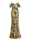 L AGENCE WOMEN'S KENNA FLORAL SILK OFF-THE-SHOULDER GOWN