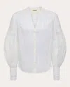 L Agence Women's Kiera Cotton Jacquard Laser-cut Blouse