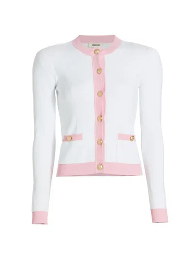 L Agence Leon Cardigan In White/cotton Candy