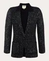 L Agence Leonora Sequin Knit Blazer In Black/silver Sequin