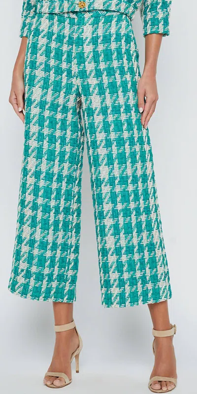 L Agence Women's Lula Trouser In Vintage White/teal Houndstooth
