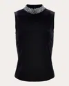 L'agence Madelyn Embellished Velvet Top In Black