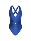 L Agence Women's Monaco Lisa Shimmer Plunge One-piece Swimsuit In Monaco Blue
