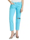 L Agence L'agence Nevia Low-rise Slouch Straight Aqua Distress Jean In Blue