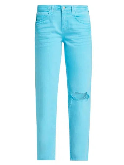 L Agence Women's Nevia Low-rise Slouch Straight Jeans In Aqua Distress Destruct