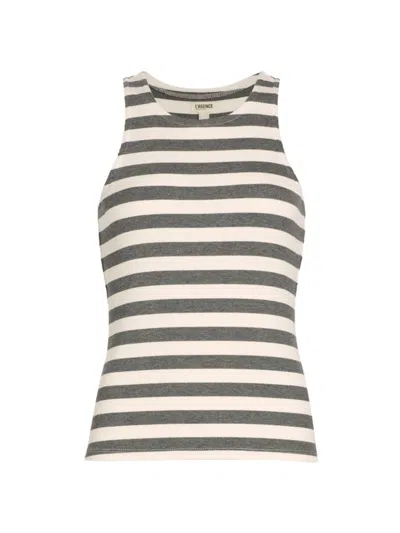 L Agence Women's Nia Striped Racerback Tank In Marengo White Stripe