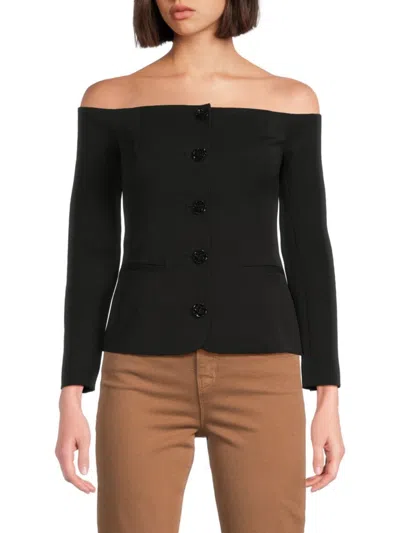 L Agence Women's Off-the-shoulder Button Blazer In Black