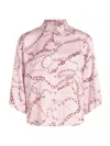 L AGENCE WOMEN'S PATRICE CHAIN-PRINT SILK BUTTON-FRONT BLOUSE
