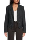L Agence Women's Pinstripe Cropped Double-breasted Jacket In Black
