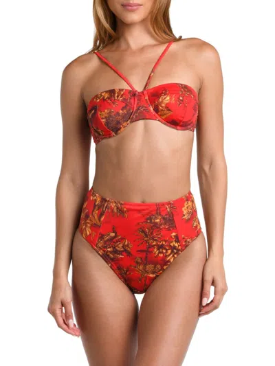 L Agence Women's Red Jungle Vanessa High-rise Bikini Bottom In Scarlet