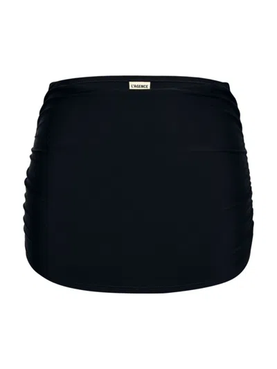 L Agence L'agence Coco Ruched Mini Skirt Swim Cover-up In Black