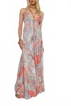 L'agence Stefani Paisley Maxi Dress In Orange Paisley Print In Multi