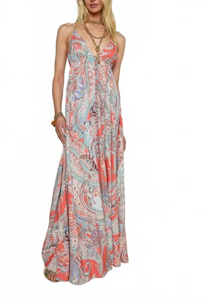 L'AGENCE WOMEN'S STEFANI DRESS IN ORANGE BLUE PAISLEY