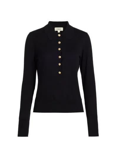 L'agence Women's Sterling Collared Sweater In Black Gold