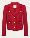 L Agence Sylvia Collared Jacket In Garnet Red In Garnet Red/copper
