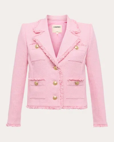 L'agence Sylvia Metallic Tweed Jacket In Pale Pink/gold