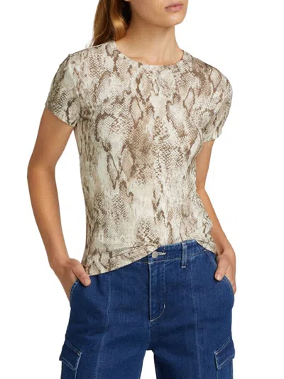 L Agence Women's The Ressi Snake Print T-shirt In Brown