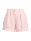 L Agence Women's Zahari Pleated Linen Shorts In Lilac Snow