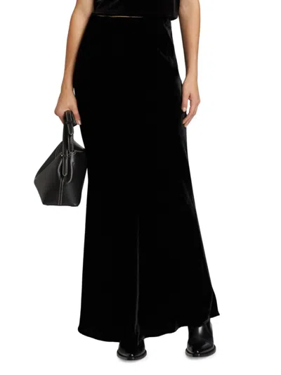 L Agence Women's Zeta Velvet Maxi Skirt