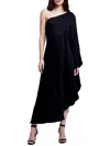 L Agence Selena Asymmetric Satin Dress In Black