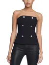 L Agence Womens Embellished Back Open Zipper Strapless Top In Black