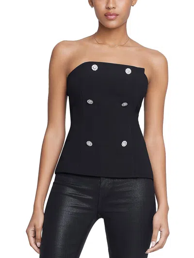 L Agence Womens Embellished Back Open Zipper Strapless Top In Black