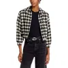 L'agence Womens Houndstooth Polyester Bomber Jacket In Black