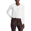 L Agence Womens Knit Long Sleeves Cardigan Sweater In White