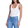 L Agence Womens Ribbed Cotton Stretch Bodysuit In White