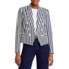 L Agence Womens Striped Cropped Double-breasted Blazer In Blue
