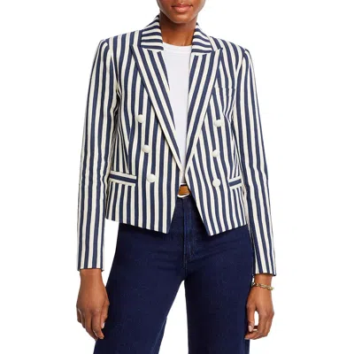L AGENCE WOMENS STRIPED CROPPED DOUBLE-BREASTED BLAZER