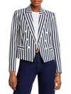 L Agence Brooke Striped Cropped Blazer In Blue