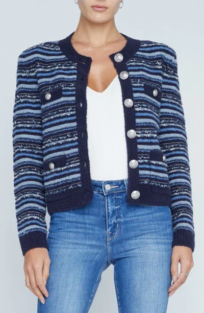 L Agence Woodson Stripe Knit Jacket In Multi