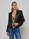 L'agence Xoey Cropped Leather Trench Coat In Black