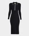 L Agence Yaretzi Ribbed Long-sleeve Midi Dress In Black