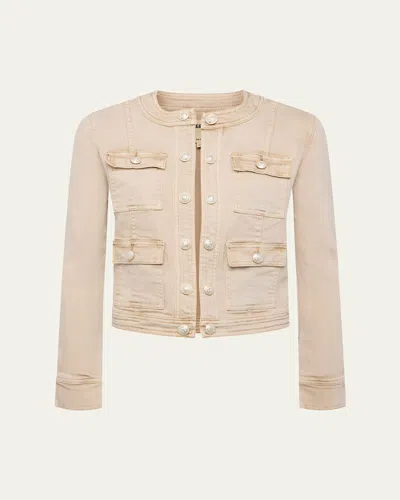 L AGENCE YARI COLLARLESS DENIM JACKET