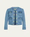 L Agence Yari Collarless Denim Jacket In La Jolla
