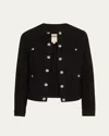 L Agence L'agence Yari Collarless Denim Jacket In Noir