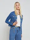 L Agence Yari Faded Collarless Denim Jacket In Apollo