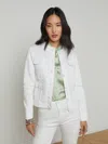 L Agence Yari Womens Button Cotton Trucker Jacket In Blanc
