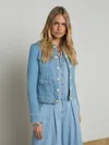 L Agence Yari Faded Collarless Denim Jacket In Euclid