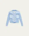 L Agence Yari Faded Collarless Denim Jacket In Apollo