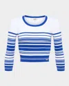 L Agence Yukio Stripe Crewneck Crop Top