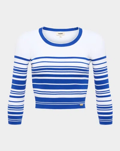 L Agence Yukio Stripe Crewneck Crop Top